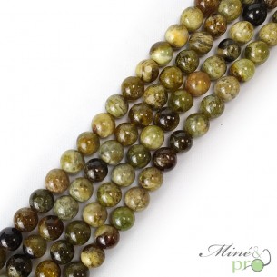 Grenat vert en perles rondes 10mm - fil complet