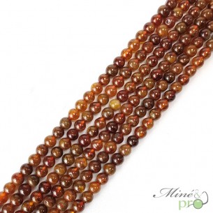 Grenat hessonite en perles rondes 6mm - fil complet