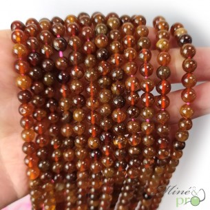 Grenat hessonite en perles rondes 6mm - fil complet