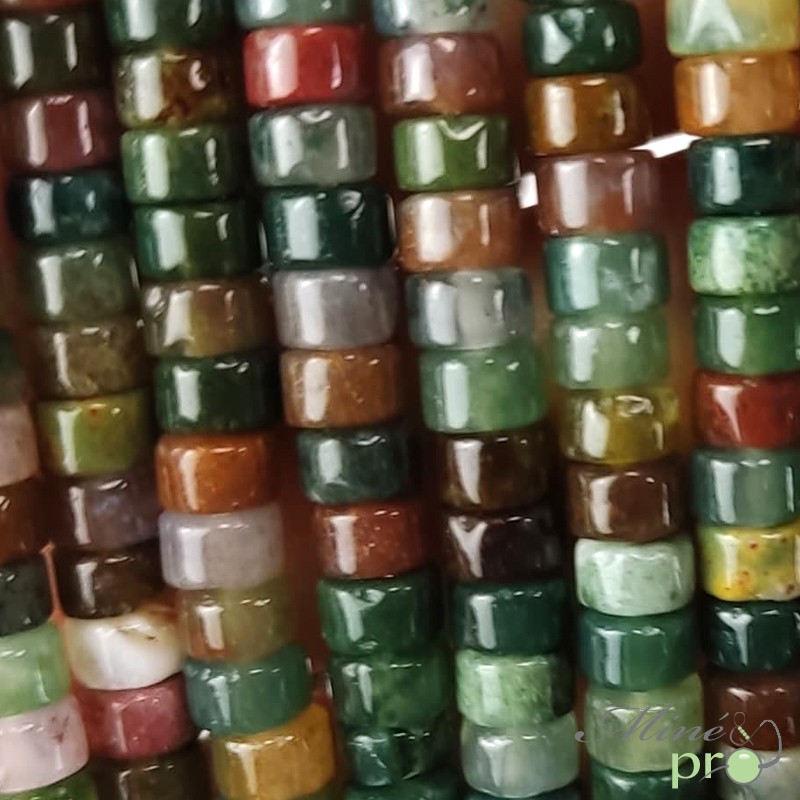 Agate indienne en rondelles heishi 4mm - fil complet Agate indienne en rondelles heishi 4mm - fil complet