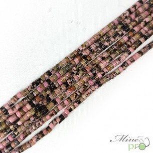 Rhodonite rose et noire en rondelles heishi 4mm - fil complet