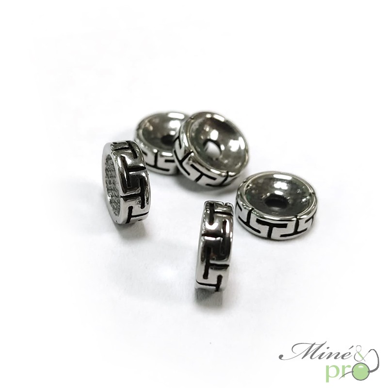 Rondelle tibétaine en acier inoxydable 8mm - lot de 10 Rondelle tibétaine en acier inoxydable 8mm - lot de 10