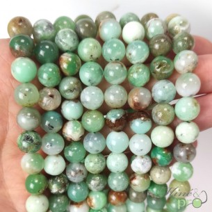 Chrysoprase A en perles rondes 8mm - fil complet