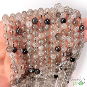 Quartz Tourmaline AA en perles rondes 6mm - fil complet