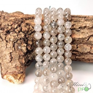 Quartz Tourmaline AA en perles rondes 8mm - fil complet