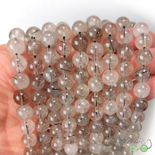 Quartz Tourmaline AA en perles rondes 8mm - fil complet