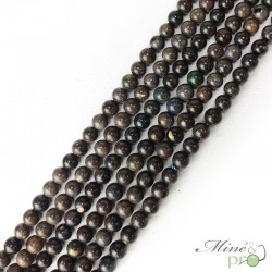 Opale noire en perles rondes 6mm - fil complet