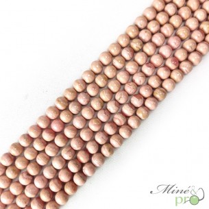 Rhodochrosite (Pérou) en perles rondes 6mm - fil complet