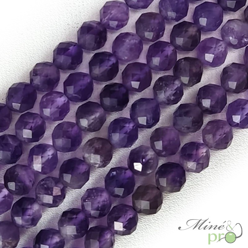 Améthyste en perles facettées 6mm - fil complet Améthyste en perles facettées 6mm - fil complet