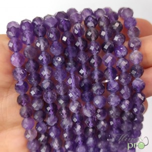 Améthyste en perles facettées 6mm - fil complet