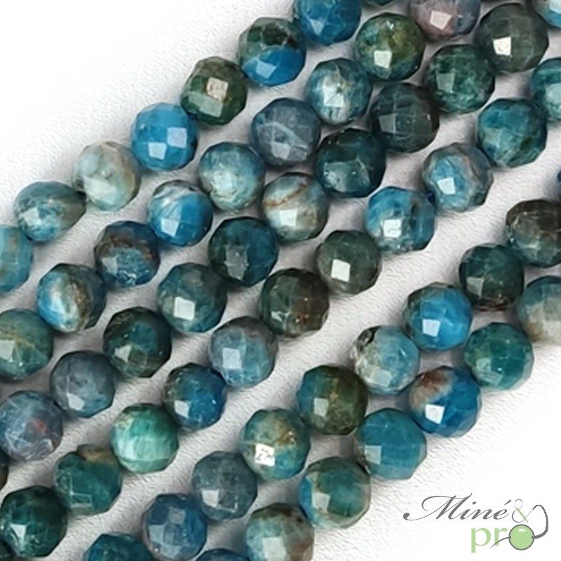 Apatite en perles facettées 6mm - fil complet Apatite en perles facettées 6mm - fil complet