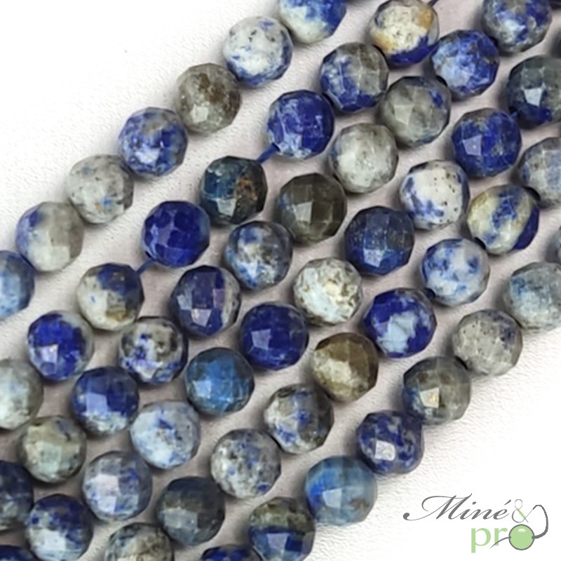 Lapis lazuli A en perles facettées 6mm - fil complet