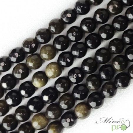 30 Perles Obsidienne Dorée Naturelles 6 Mm - Lot Pour Création Bijoux - Neuf
