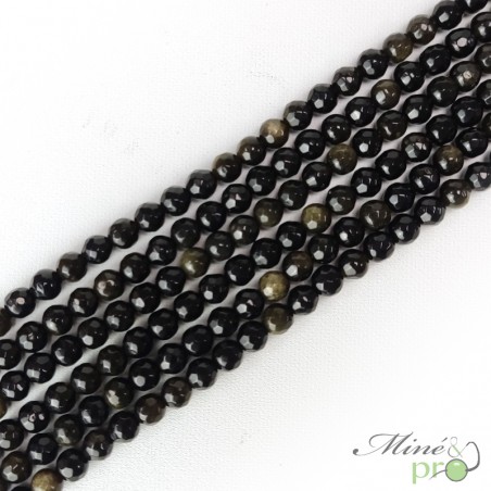 Lot De 30 Perles En Obsidienne Dorée Naturelle - 6mm, Sans Marque, Idéales Pour Bijoux DIY