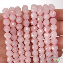 Quartz rose en perles facettées 6mm - fil complet