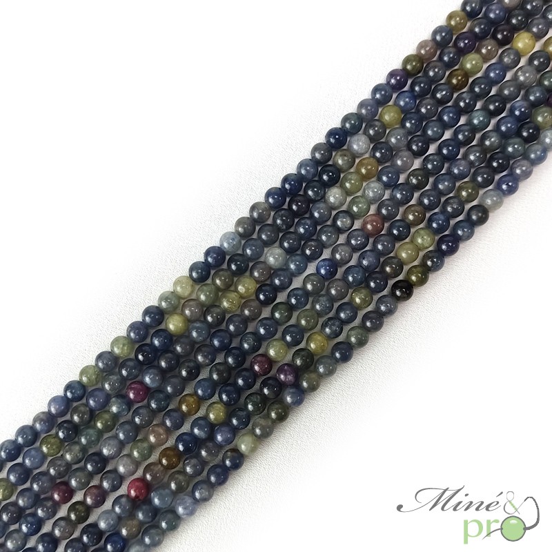 Saphir en perles rondes 6mm - fil complet