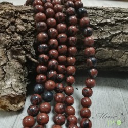 Obsidienne Mahogany naturelle (acajou) en perles rondes 8mm - fil complet