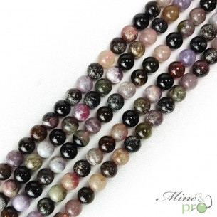 Tourmaline mixte B en perles rondes 8mm - fil complet