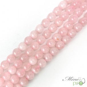 Quartz rose en perles rondes 10mm - fil complet