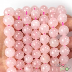 Quartz rose en perles rondes 10mm - fil complet