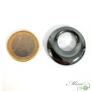 Pendentif donut decentré en Hématite 3cm - grossiste bijoux mineraux bouches du rhone