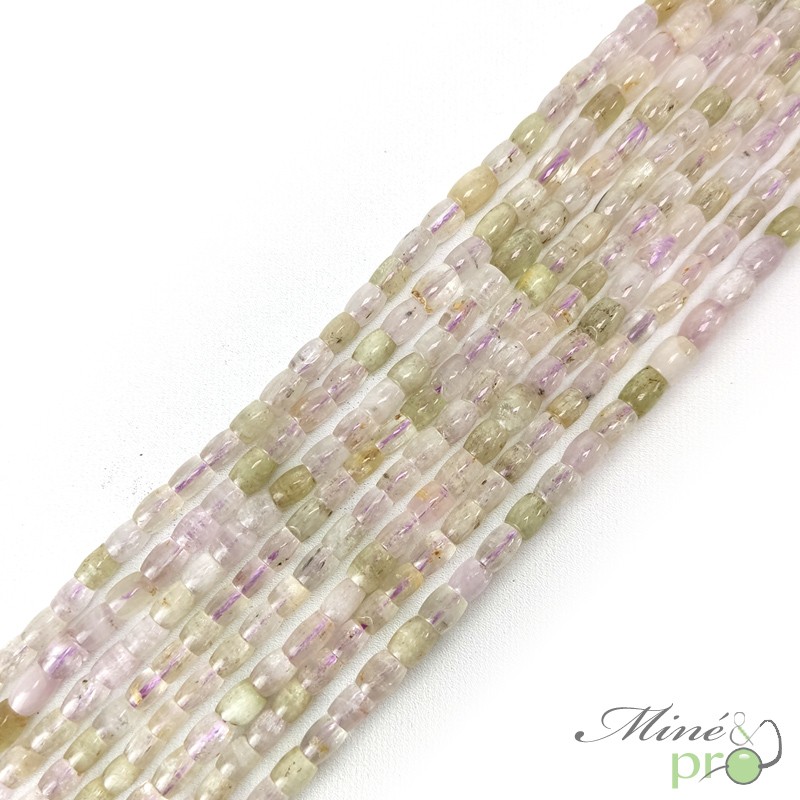 Kunzite en perles "tubes" - fil complet