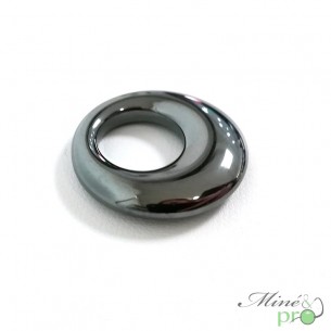 Pendentif donut decentré en Hématite 3cm - grossiste bijoux mineraux bouches du rhone