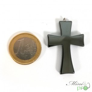 Pendentif croix en Hématite 4cm - grossiste pendentif minéraux bouches du rhone