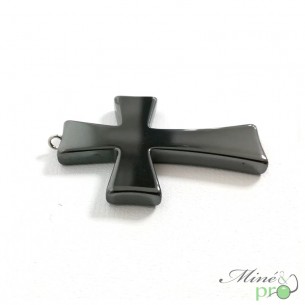Pendentif croix en Hématite 4cm - grossiste pendentif minéraux bouches du rhone