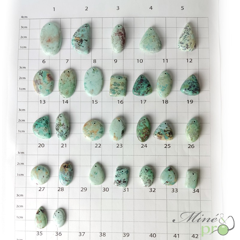 Turquoise véritable - cabochons percés