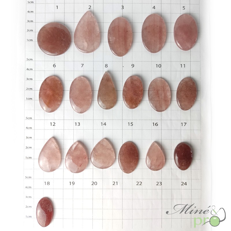 Quartz fraise - cabochons