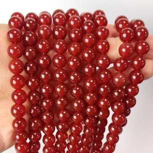 Cornaline unie en perles rondes 8mm - fil complet