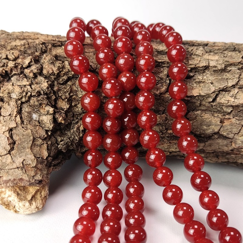 Cornaline unie en perles rondes 8mm - fil complet