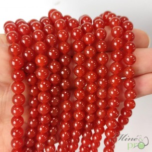 Cornaline unie en perles rondes 6mm - fil complet - grossiste perles pierres naturelles
