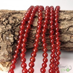 Cornaline unie en perles rondes 6mm - fil complet - grossiste perles pierres naturelles