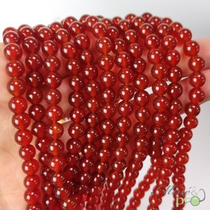 Cornaline unie en perles rondes 6mm - fil complet - grossiste perles pierres naturelles