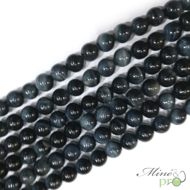 20 Perles Oeil De Faucon 8mm - Gemme Naturelle, Couleur Marron Oeil De Tigre