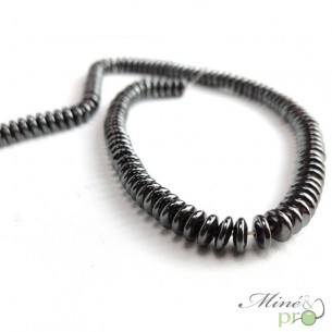 Hématite en perles plates "bouton" 8mm - fil complet