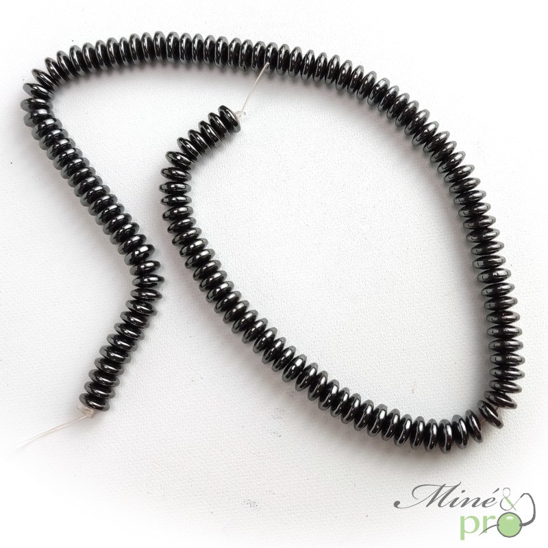 Hématite en perles plates "bouton" 8mm - fil complet