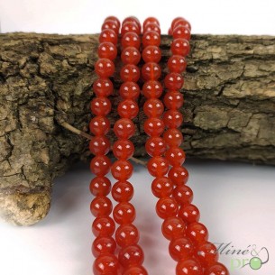 Cornaline unie en perles rondes 8mm - fil complet - grossiste perles en pierres naturelles