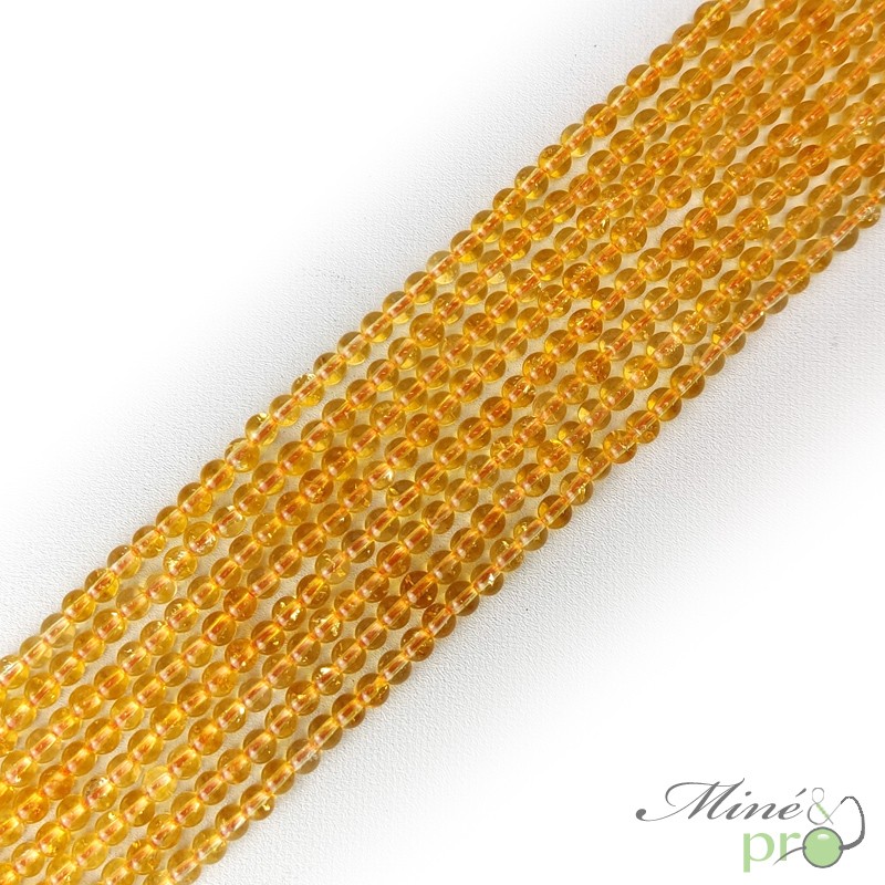 Citrine foncée en perles rondes 4mm - fil complet