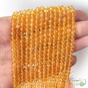 Citrine foncée en perles rondes 4mm - fil complet