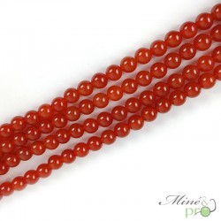 Cornaline unie en perles rondes 8mm - fil complet - grossiste perles en pierres naturelles
