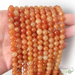 Aventurine orange en perles rondes 6mm - fil complet