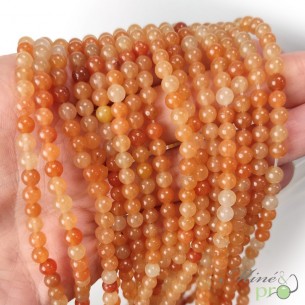 Aventurine orange en perles rondes 4mm - fil complet