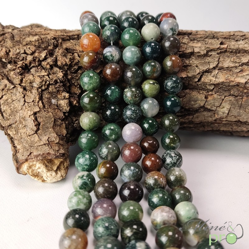 Perles Rondes en Agate d'Afrique 8mm -Trou: 1mm - 1 fil (1) main image 0