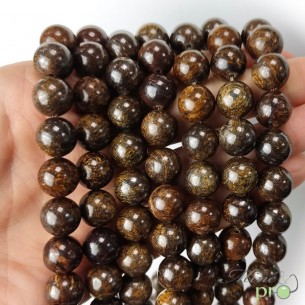 Bronzite en perles rondes 10mm - fil complet