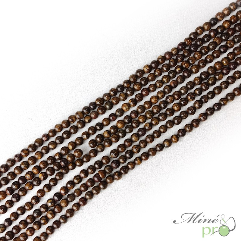 Bronzite en perles rondes 4mm - fil complet