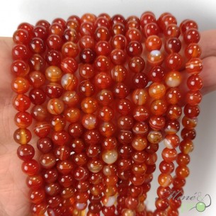Cornaline en perles rondes 6mm - fil complet
