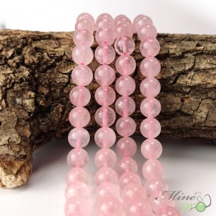 Quartz rose en perles rondes 10mm - fil complet
